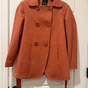 Women's Orange Double-Breasted Coat